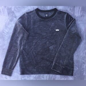 Vans Ribbed Lightweight Sweater Youth Large Grey and Black Soft Velvety Feel